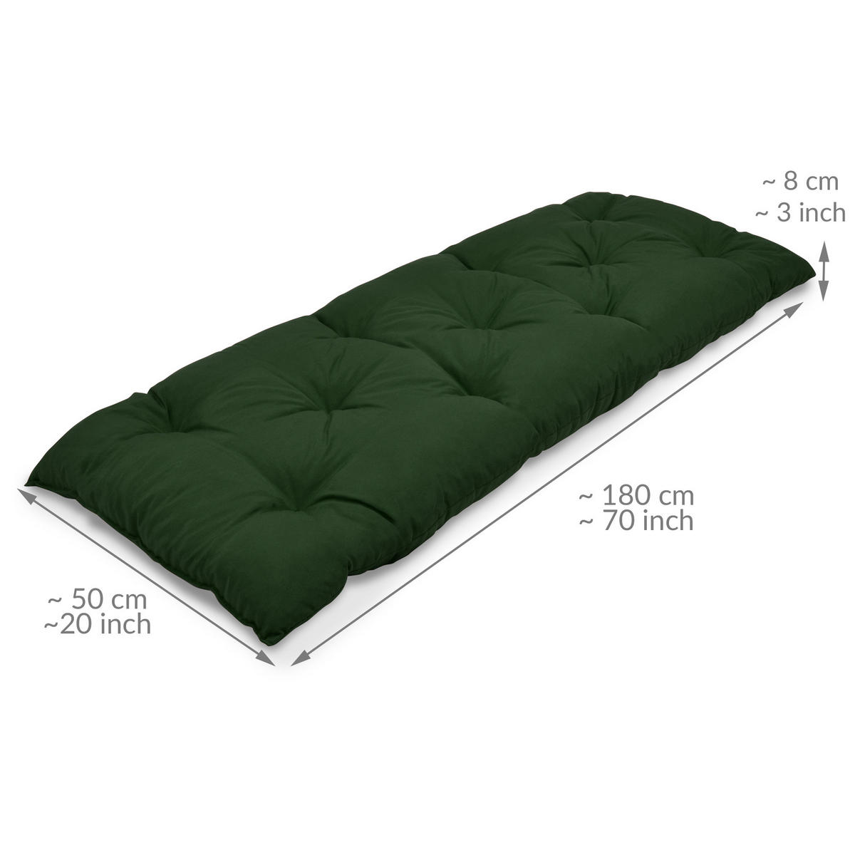 BANKPOLSTER Flair BK 180/50/8cm Dunkelgrün - Dunkelgrün, Textil (50/10/180cm) - Beautissu 