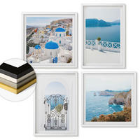 WANDBILDER 4er-Set - 50x50 cm & 40x60 cm Weißer Rahmen - Meeresarchitektur Griechenlands - Weiß, Kunststoff (50/50cm) - ArtPrintCave