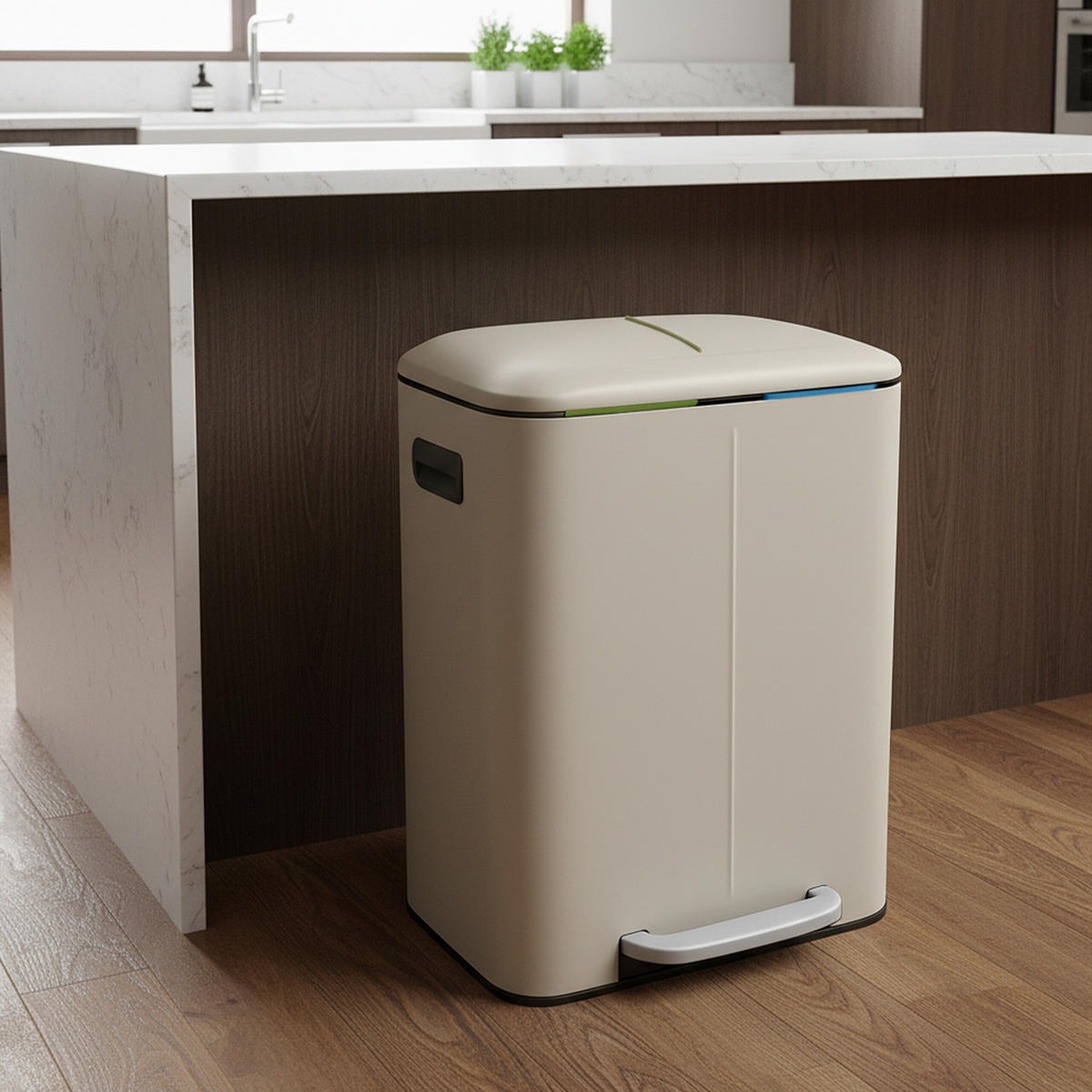 MÜLLEIMER - Beige, Kunststoff/Metall (44.5/60/41cm) - Relaxdays