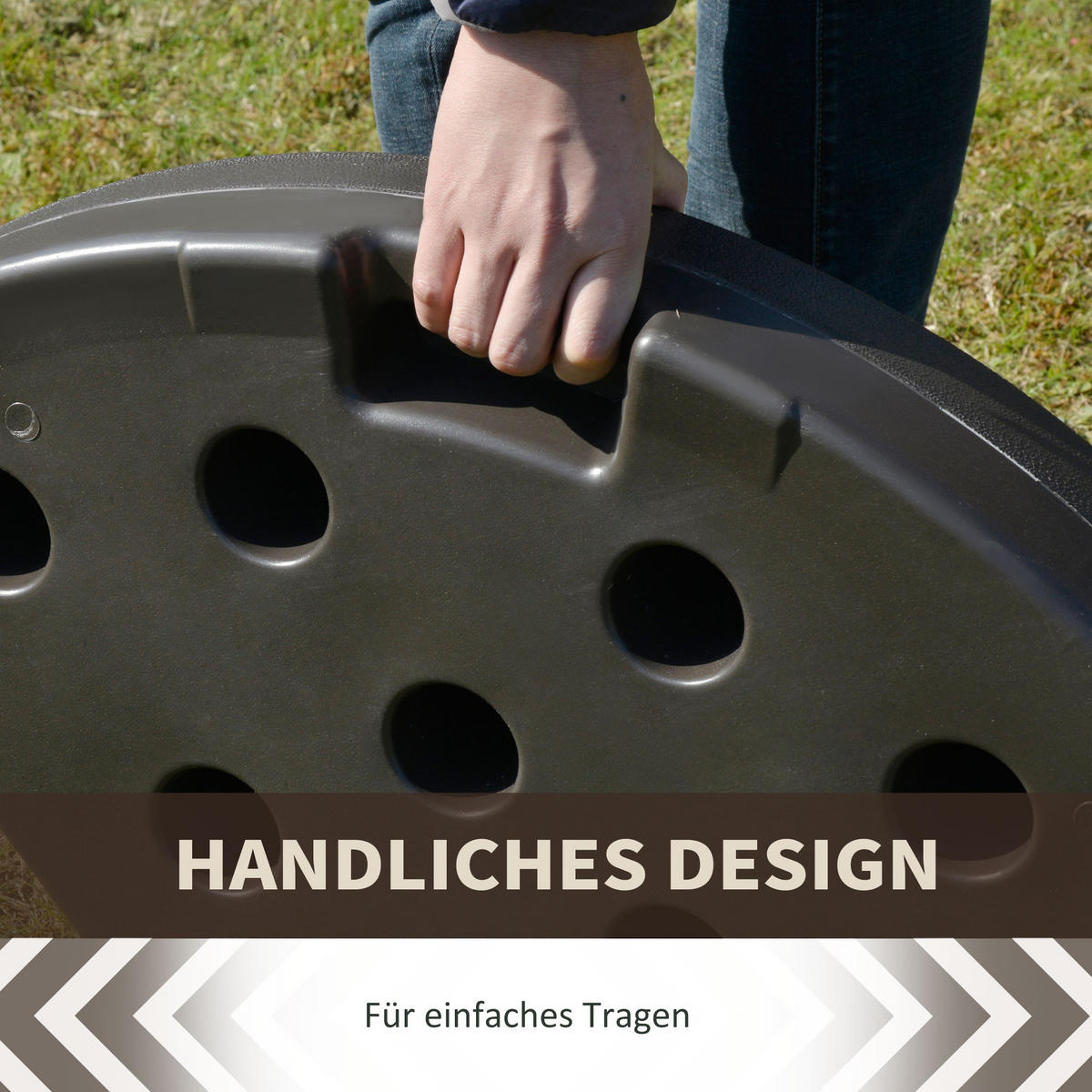 SCHIRMSTÄNDER mit 17 kg Wasser oder 25 kg Sand befüllbar HDPE Kaffee 100 x 100 x 10,5 cm - Braun, Kunststoff (100/100cm) - Outsunny