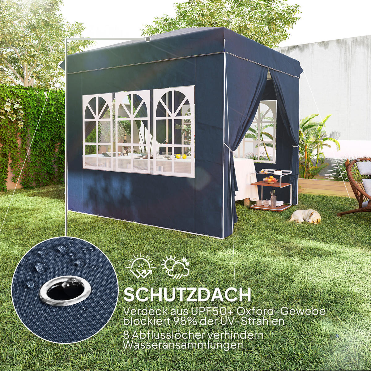 PAVILLON 2,5x2,5 cm - Blau, Metall (248/270/248cm) - Outsunny