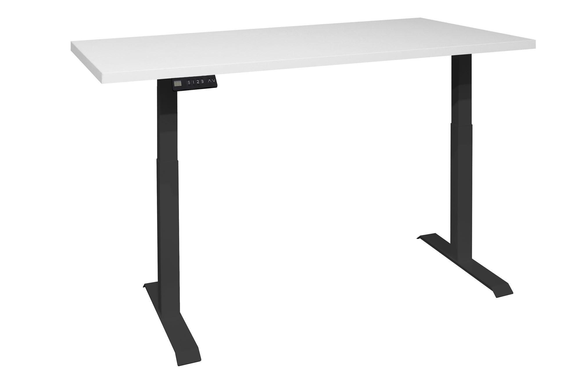 SCHREIBTISCH höhenverstellbar elektrisch Editha 180x90 schwarz/weiß matt lack - Weiß, Holz (180/90/74cm) - 58aufmkessel