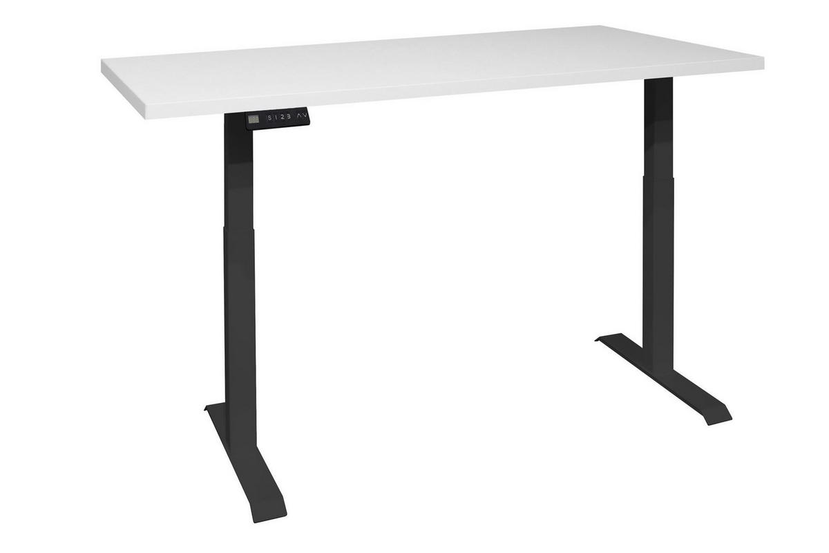 SCHREIBTISCH höhenverstellbar elektrisch Editha 140x70 schwarz/weiß matt lack - Weiß, Holz (140/70/73cm) - 58aufmkessel