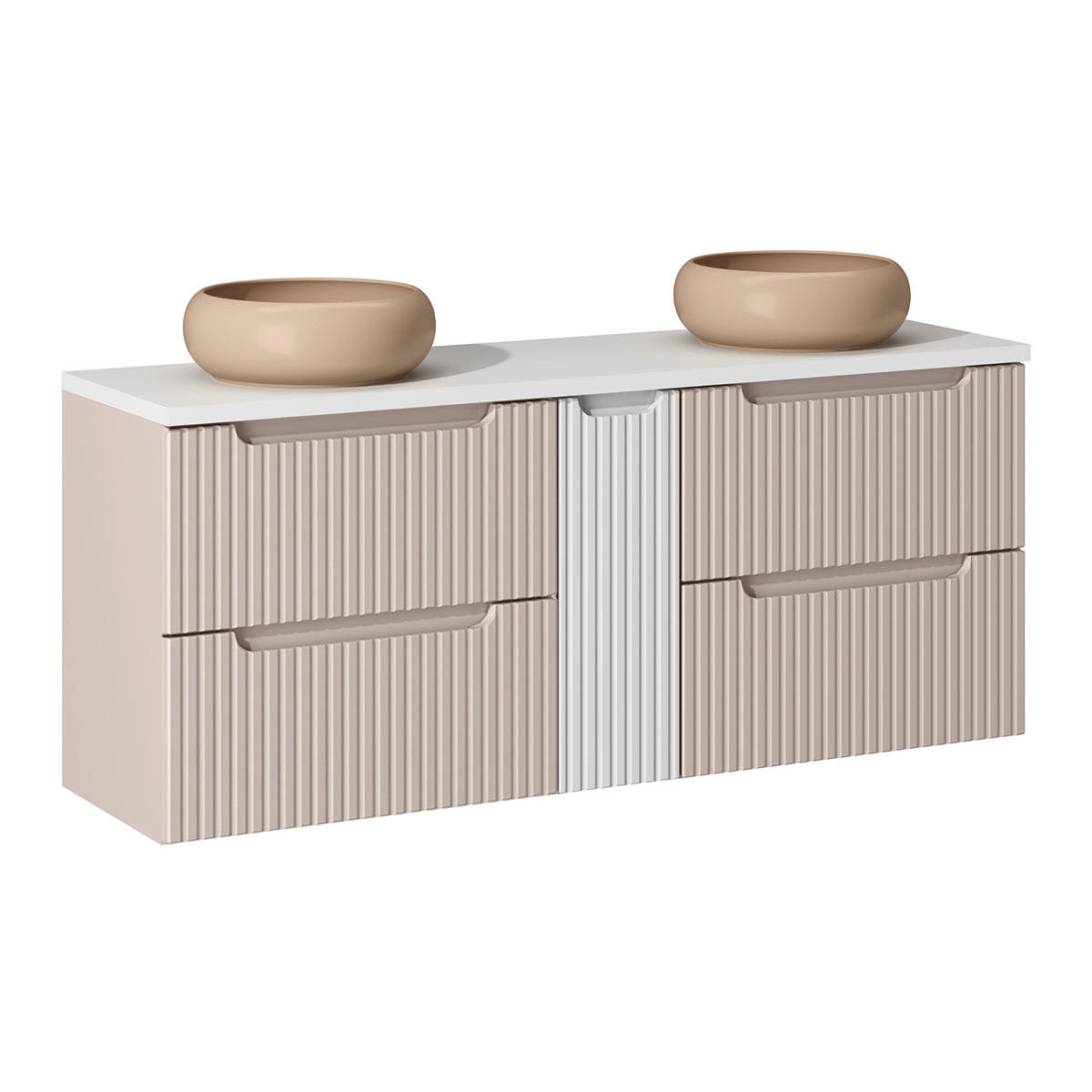 DOPPELWASCHTISCH 140.4cm Riva Kaschmir - Beige, Holzwerkstoff (140.4/59/40cm) - Petits-meubles
