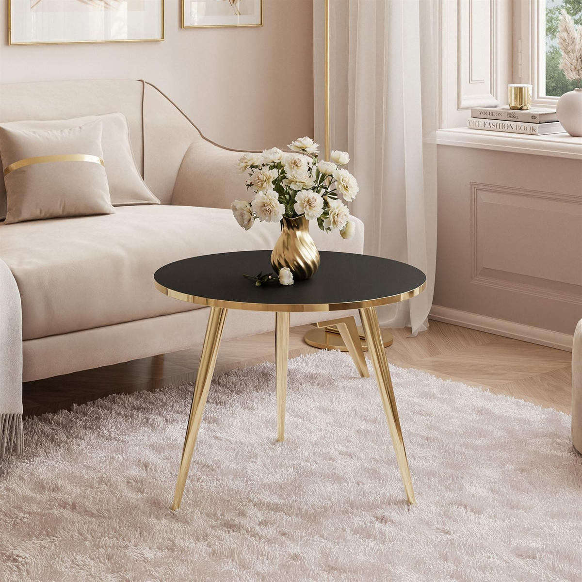 COUCHTISCH SOLEIL GOLD Schwarz Matt, 50cm - Schwarz, Holzwerkstoff (50/50/47cm) - Lookway