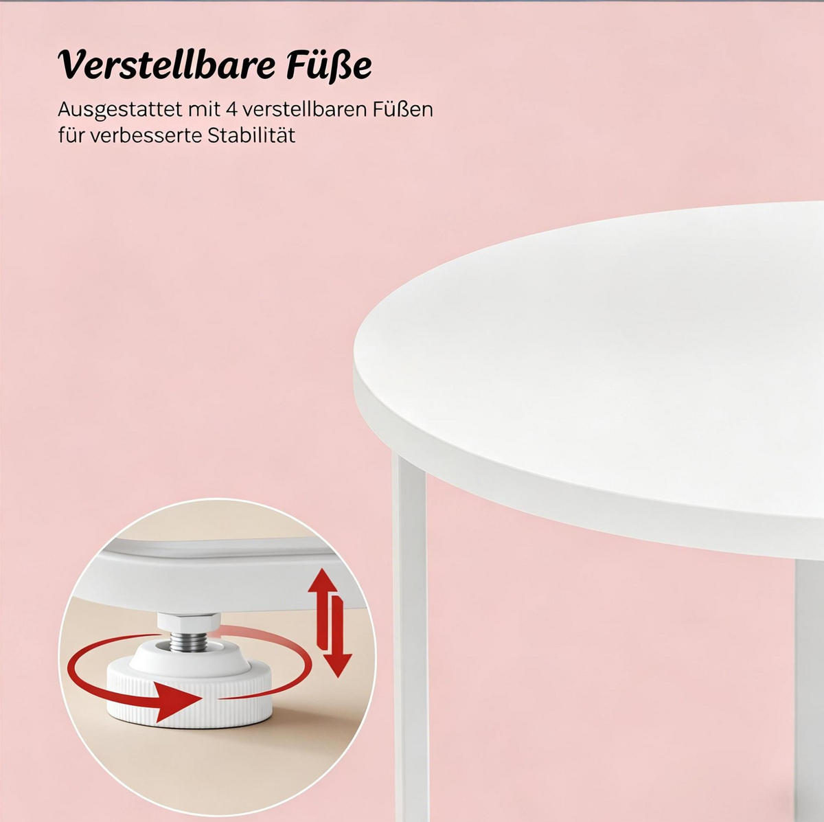 BESTELLTISCH aus Spanplatte und Metall 45x45x50 cm in Weiß mit Stoffkorb - Weiß, Holzwerkstoff (45/45/50cm) - Modfu