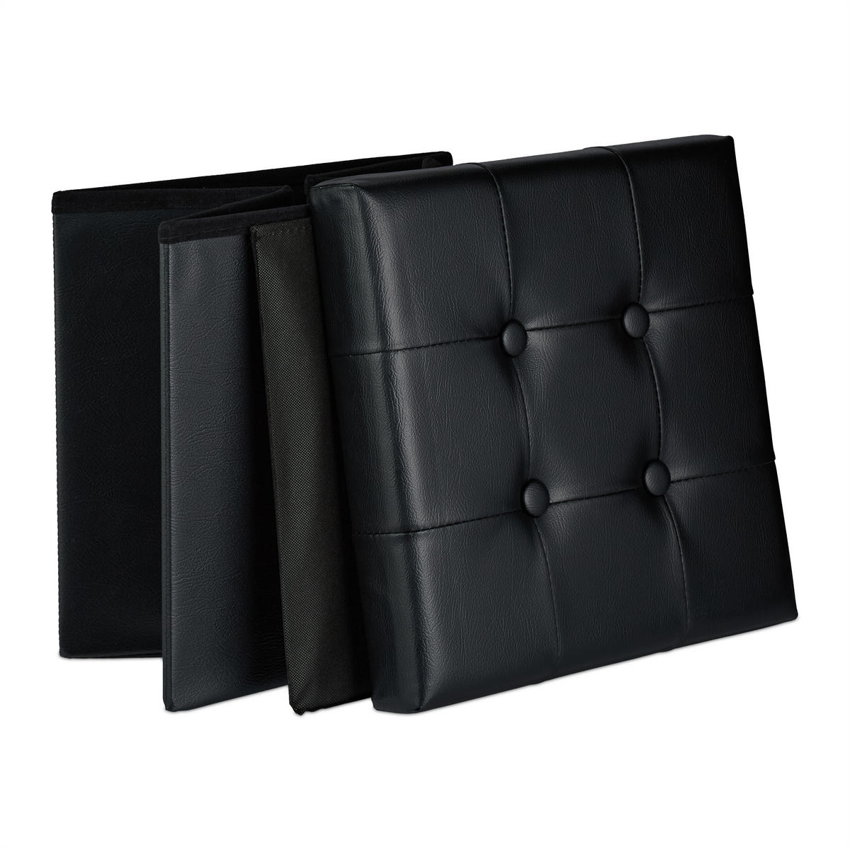 HOCKER - Schwarz, Holzwerkstoff/Kunststoff (37/39/37cm) - Relaxdays