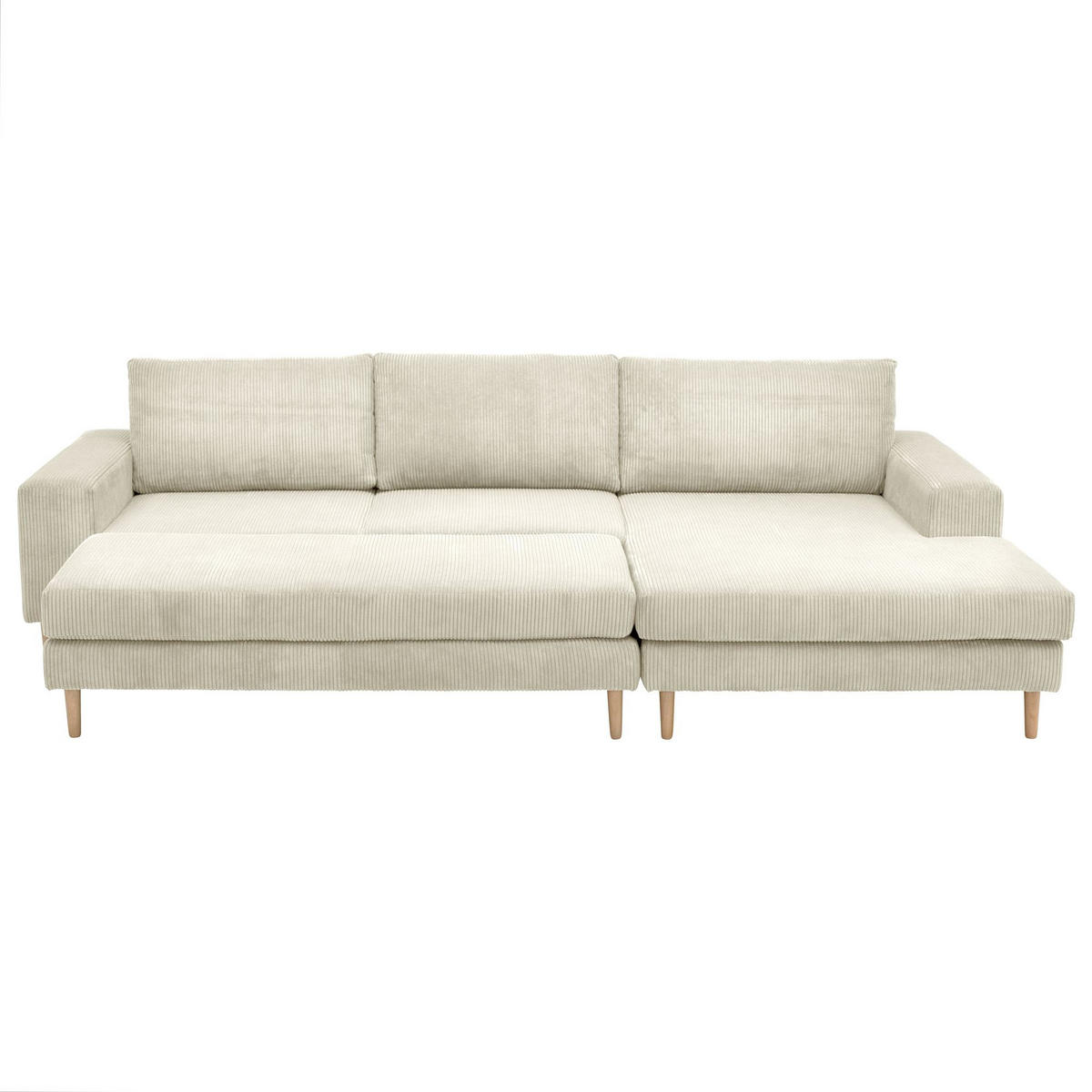 SOFA mit Longchair rechts Kaylynn Cordstoff creme - Creme, Kunststoff (175/294cm) - 58aufmkessel