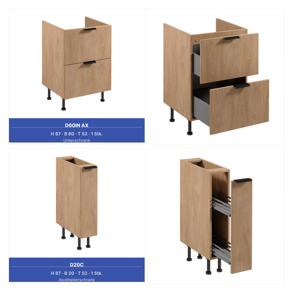 WINKELKÜCHE 405cm x 205 cm - Sorento KS5-M405 - in Sonoma Eiche - Eichefarben/Beige, Holz (610/247/58cm)
