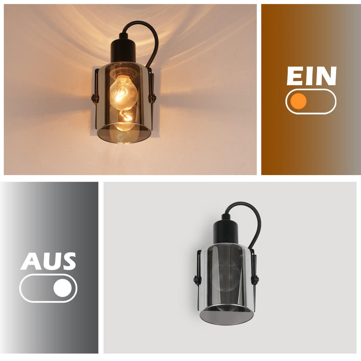 STRAHLER Minden 1-flammig 9.5/9.5/18 cm - Schwarz, Metall (9.5/9.5/18cm) - Nettlife