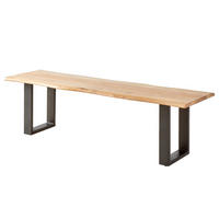 SITZBANK - Metall / Massivholz Akazie - Schwarz/Akaziefarben, Holz/Metall (140/45/45cm) - home24