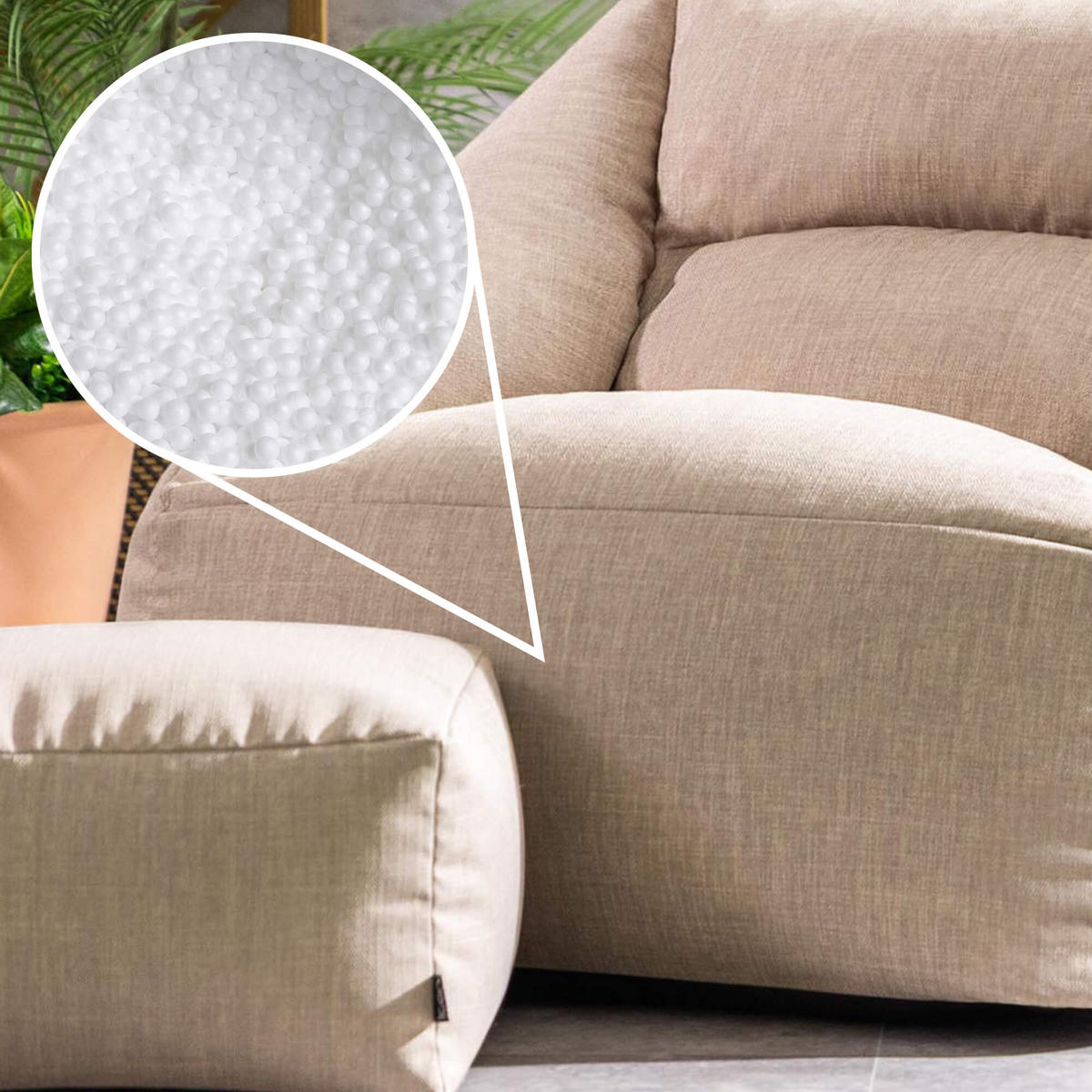 SITZSACK Sessel Outdoor mit Hocker Natalia - Beige, Textil (97/73/84cm) - icon