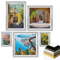 WANDBILDER 5er Set - 50x50 cm & 20x30 cm & 40x60 cm Silberner Rahmen - Bezaubernde Straßen voller Zitronenblüten - Silberfarben, Kunststoff (40/60cm) - ArtPrintCave