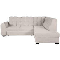 ECKSCHLAFSOFA Zoja rechts beige - Beige/Schwarz, Textil (261/193cm) - Beautysofa