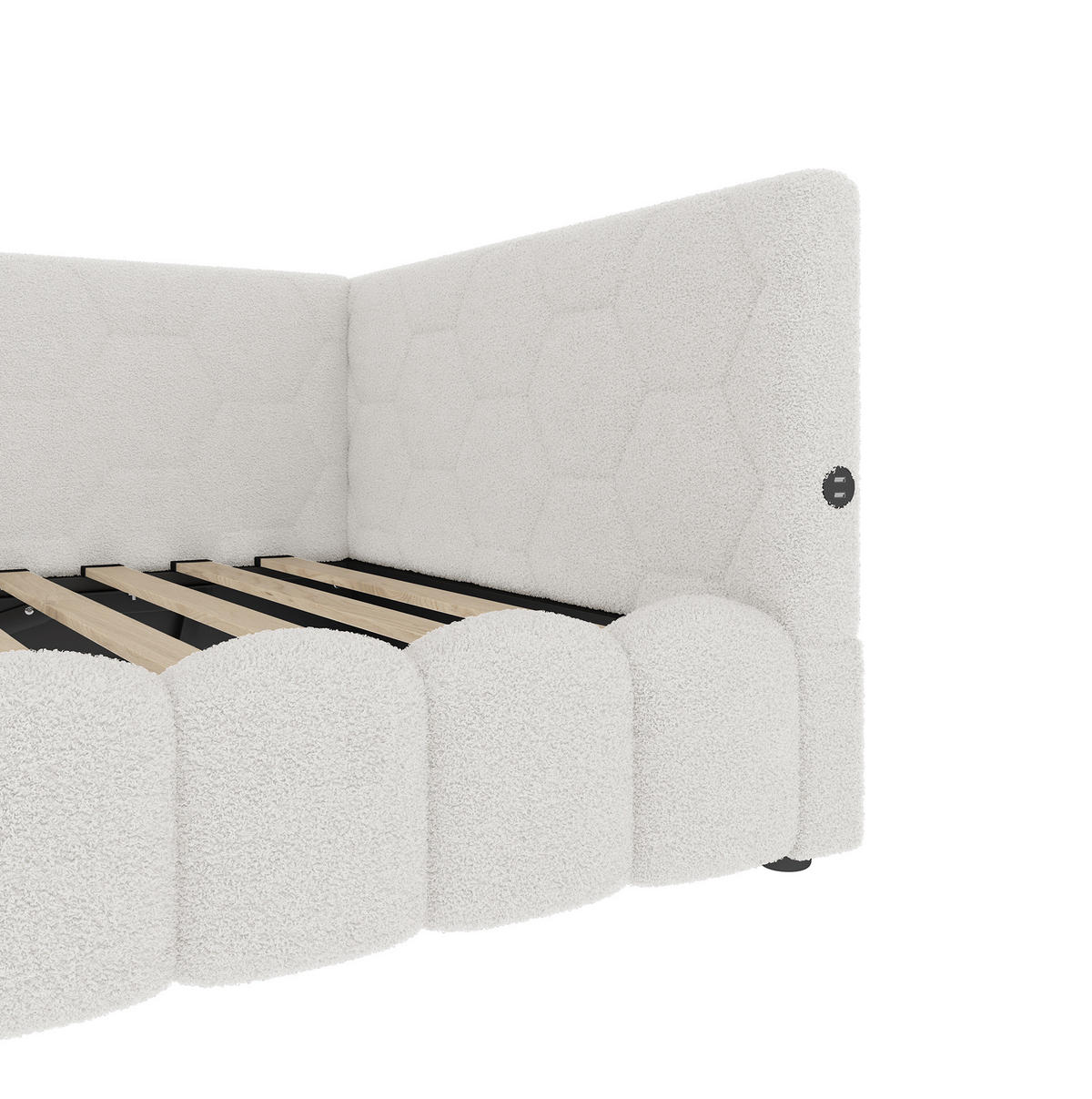 POLSTERBETT 90/200 cm Weiß aus Vliesimitat und MDF mit LED-Lichtleiste - Weiß, Textil (90/200cm) - OKMYHOME