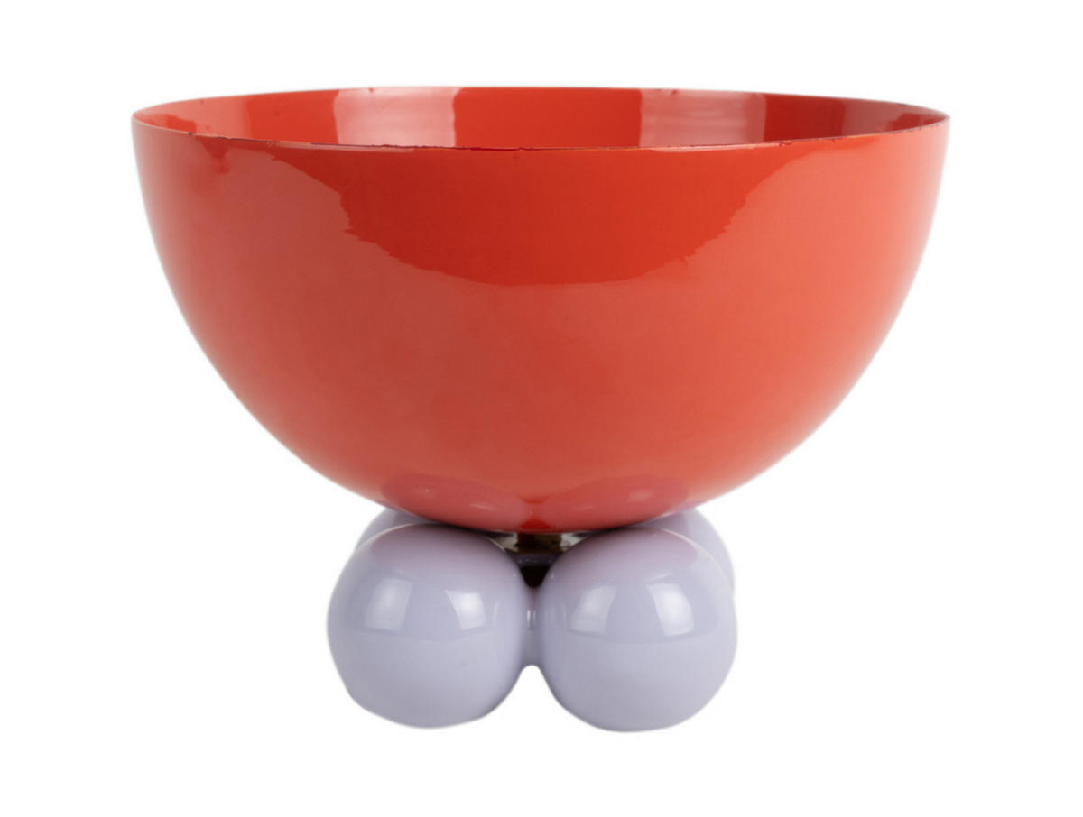 SCHALE Double Funky Rot 20/20/15 cm - Rot/Grau, Metall (15cm) - Present Time