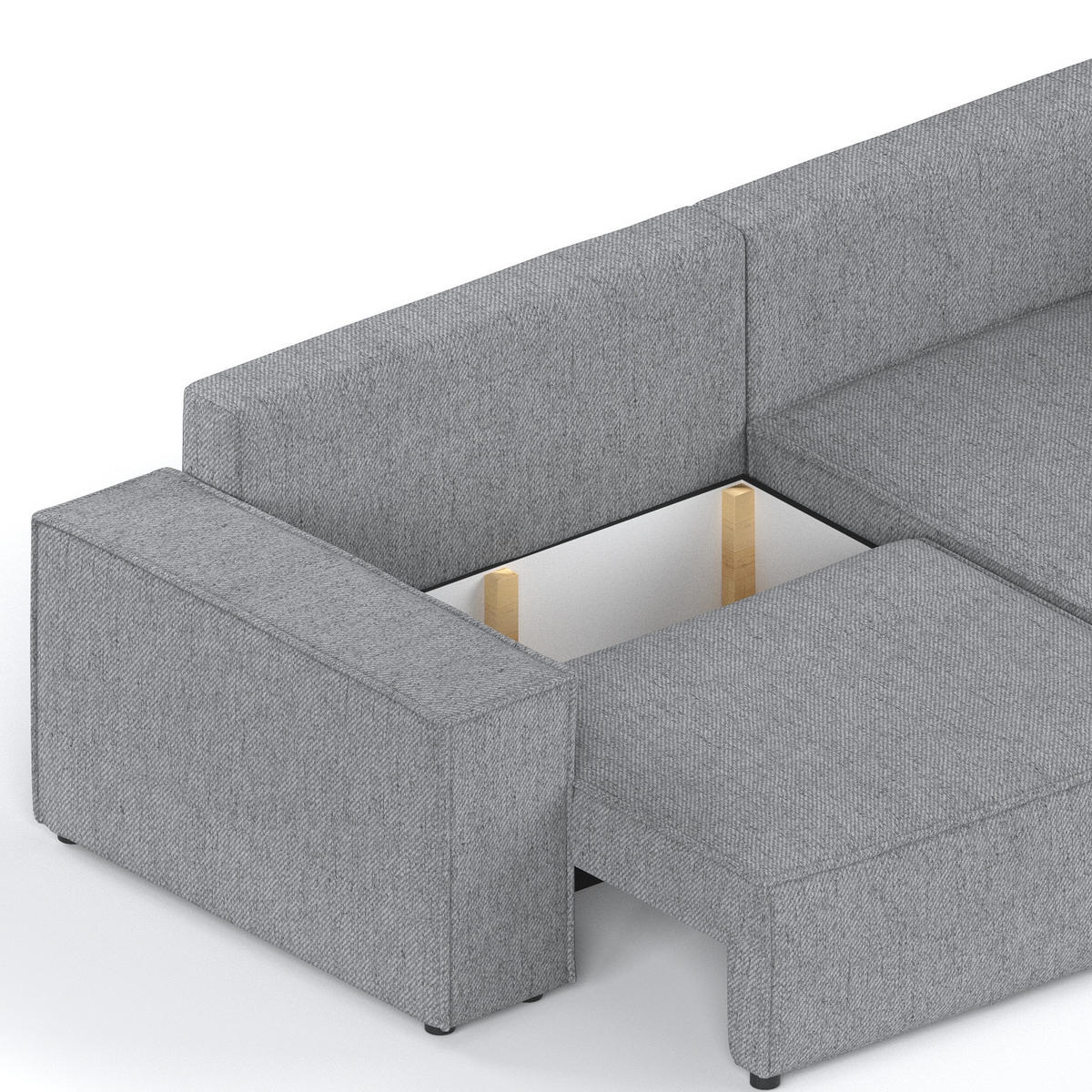 ECKSOFA AVION mit Schlaffunktion Grau im Neve Stoff - Schwarz/Grau, Holz/Holzwerkstoff (253/148cm) - AltaBeds