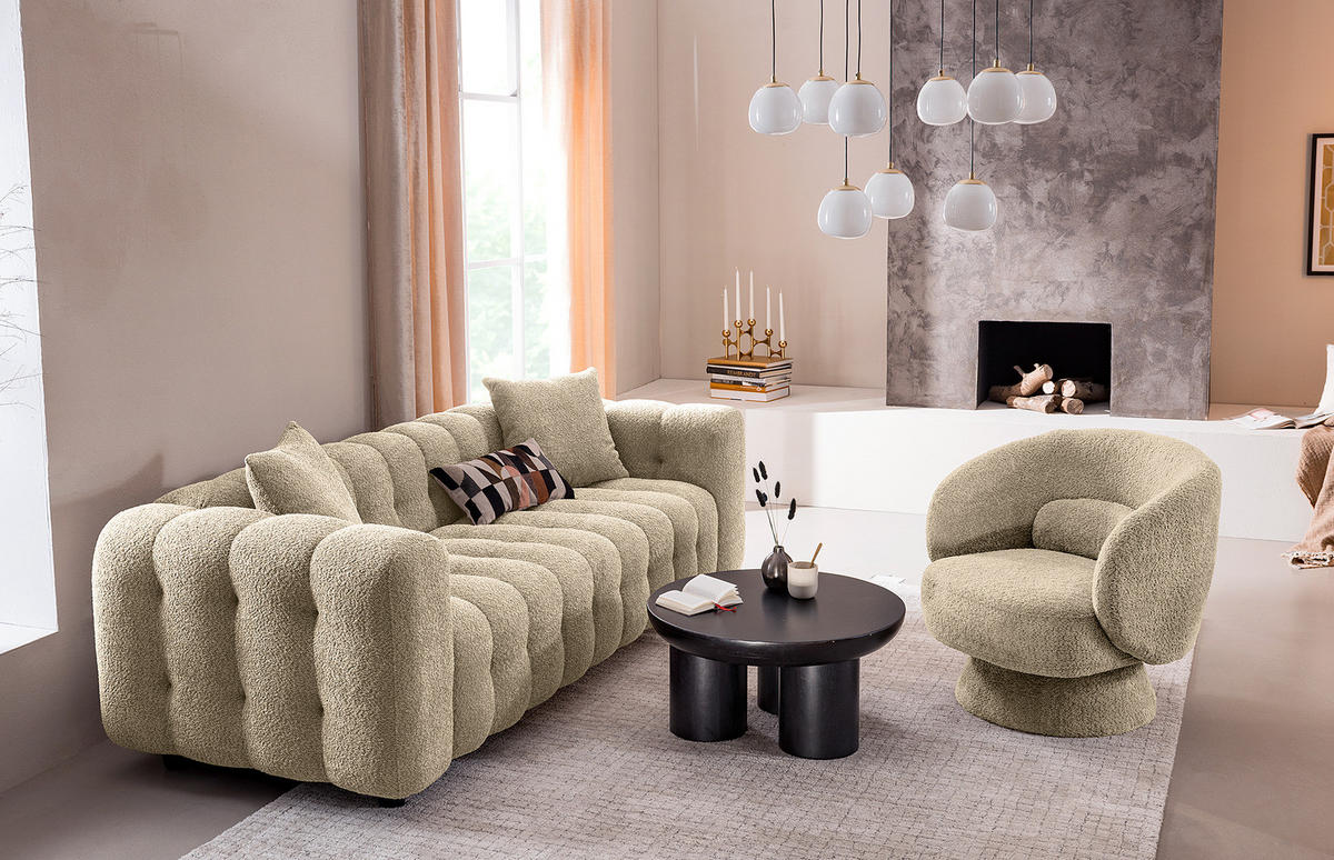 DREHBARER LOUNGESESSEL - Massivholz / Textil - Taupe, Textil (78/71/76cm) - home24