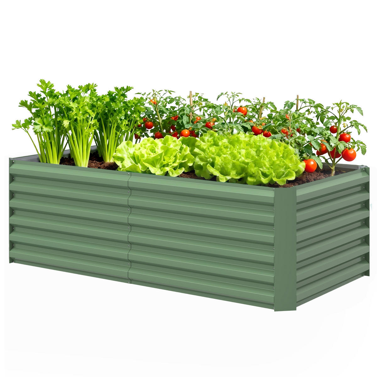HOCHBEET DE-12274 e/tra tief 180/90/57,5 cm, offener Boden Hellgrün - Grün, Metall (180/57.5/90cm) - ComfortXL