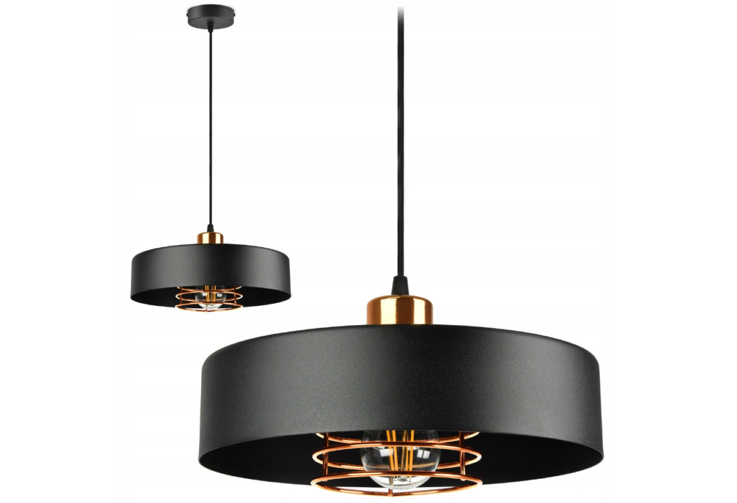 PENDELLEUCHTE EDISON - Goldfarben/Schwarz, Metall (30/30/80cm) - kiki design