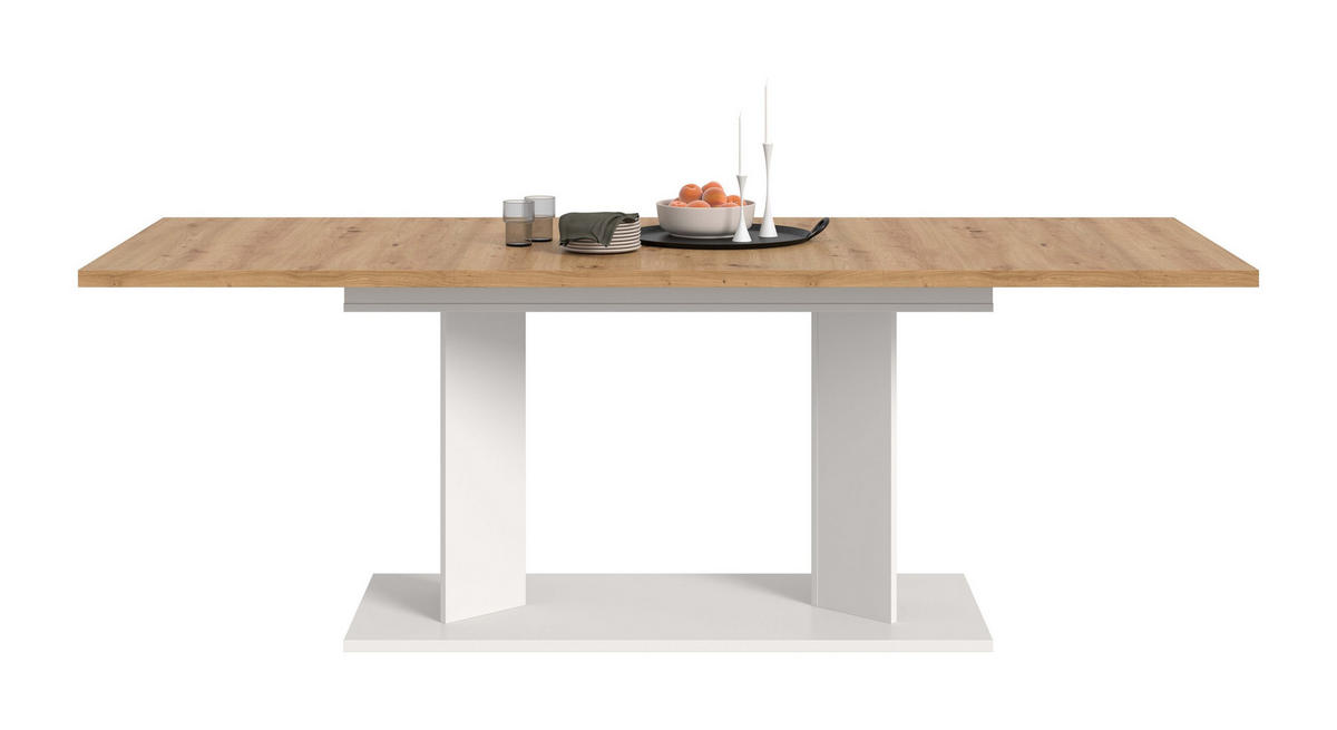 ESSTISCH Gunnar (B/H/T: ca. 220/76/100 cm) in weiß/Artisan Eiche Nachbildung - Weiß, Holzwerkstoff (100/220/76cm)