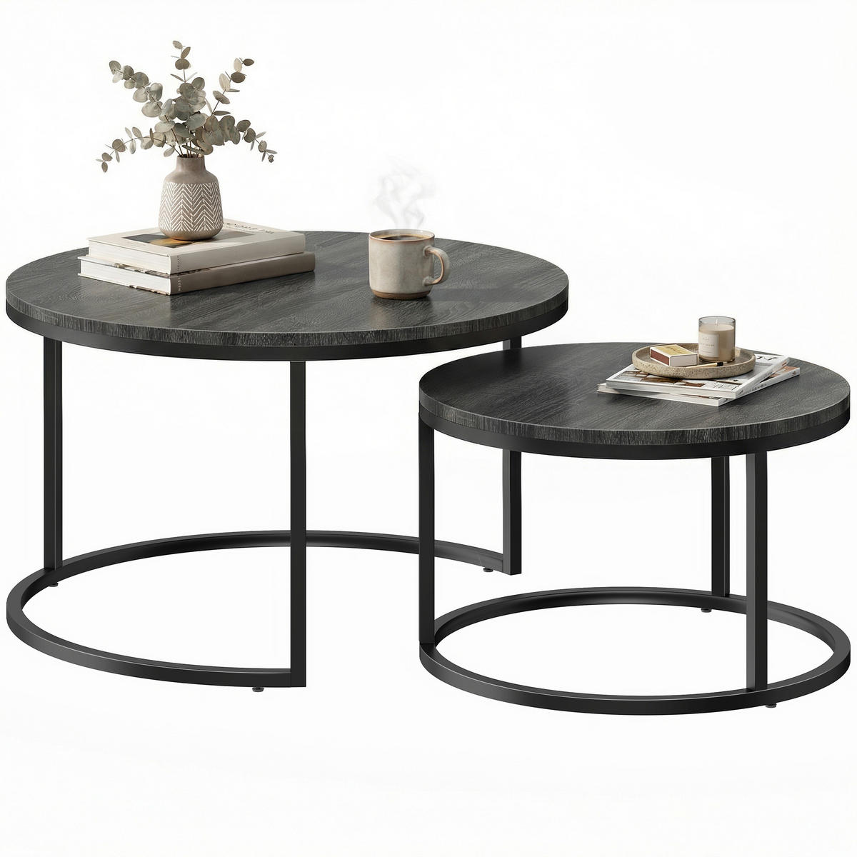 COUCHTISCH-SET Schwarz 2er-Set - Schwarz, Holzwerkstoff (78.5/78.5/46.5cm) - PANGIVO