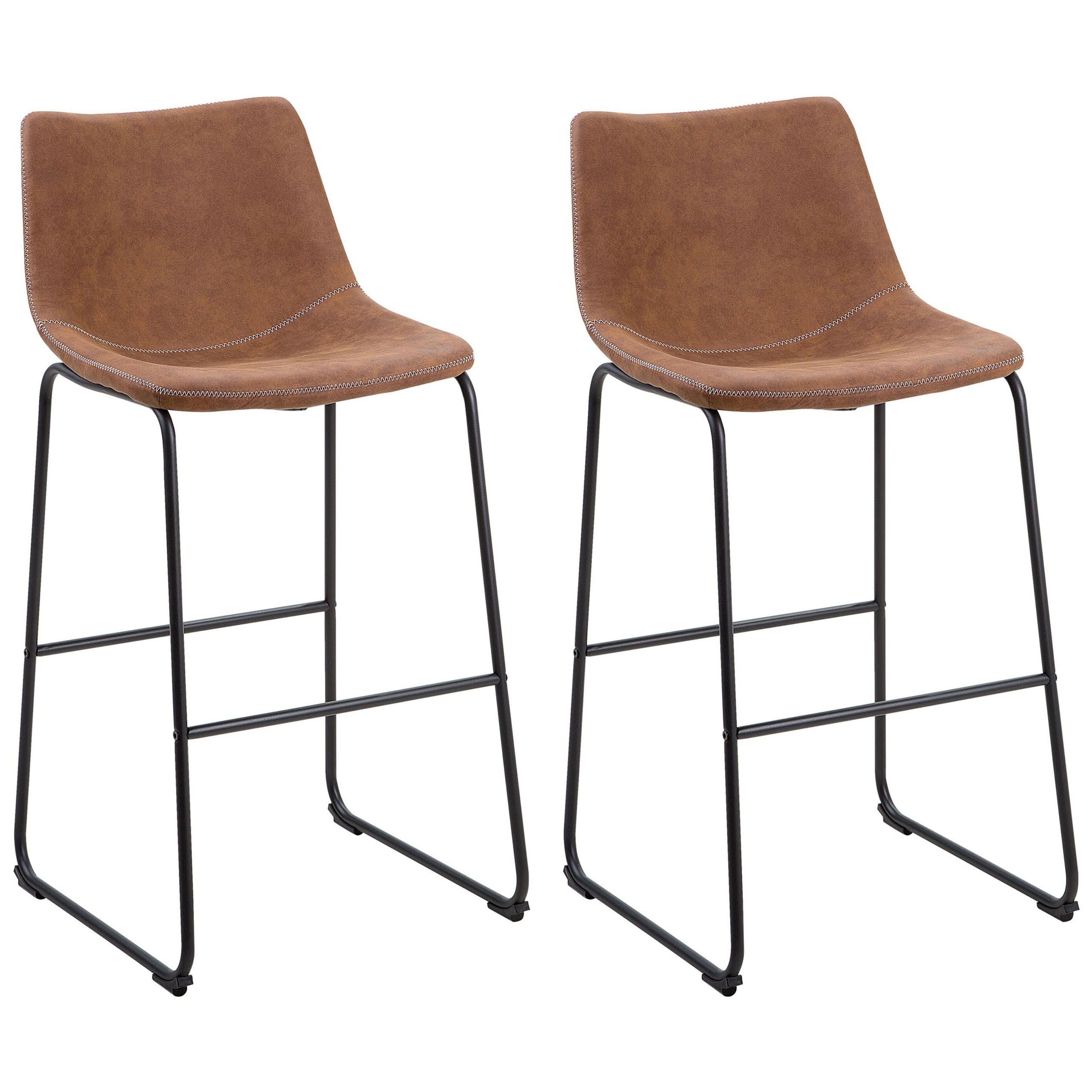 SCAUN DE BAR set de 2 tapițerie maro Franks
