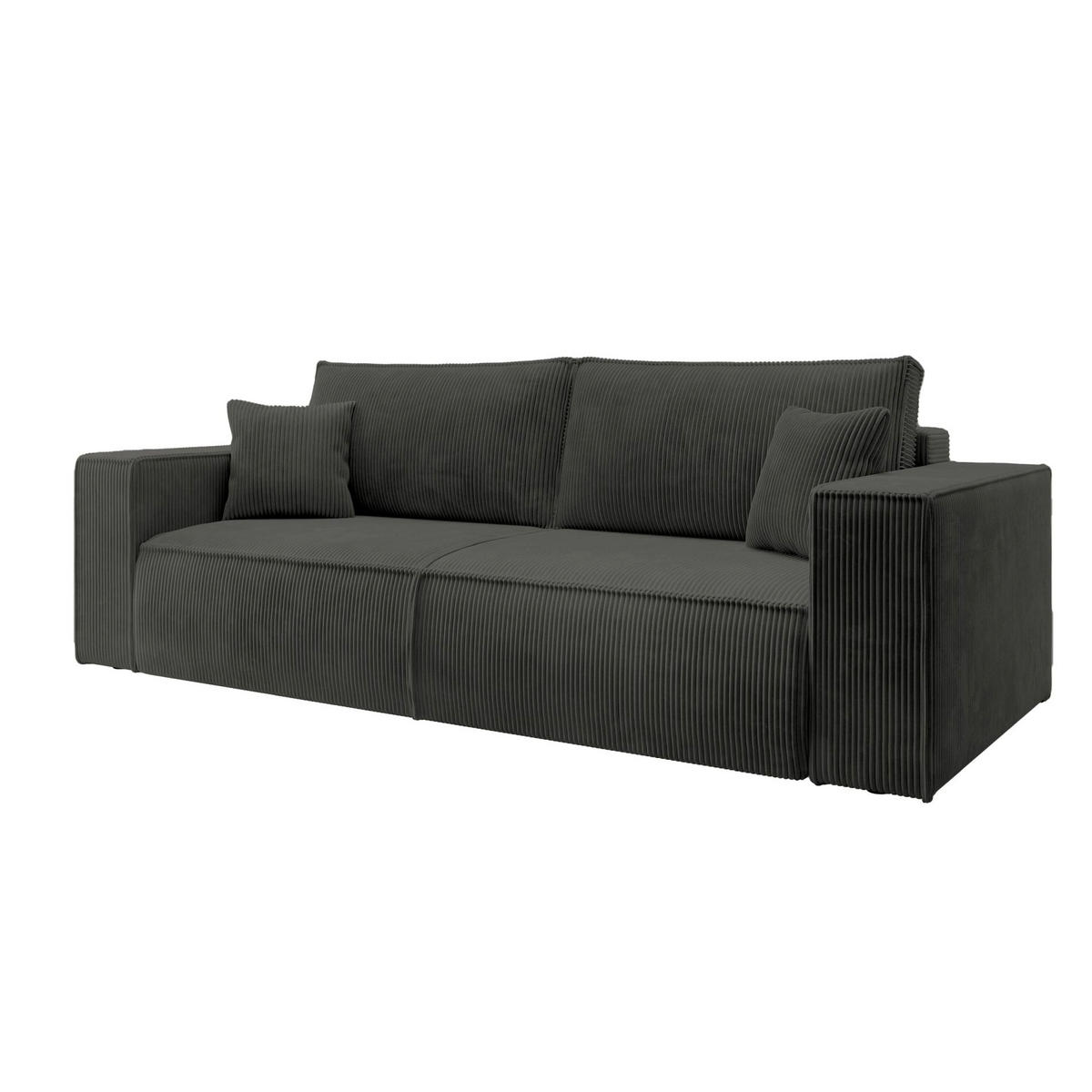 SOFA FARESE Dunkelgrau mit Cordbezug - Dunkelgrau, Textil/Metall (257/85/102cm) - Selsey