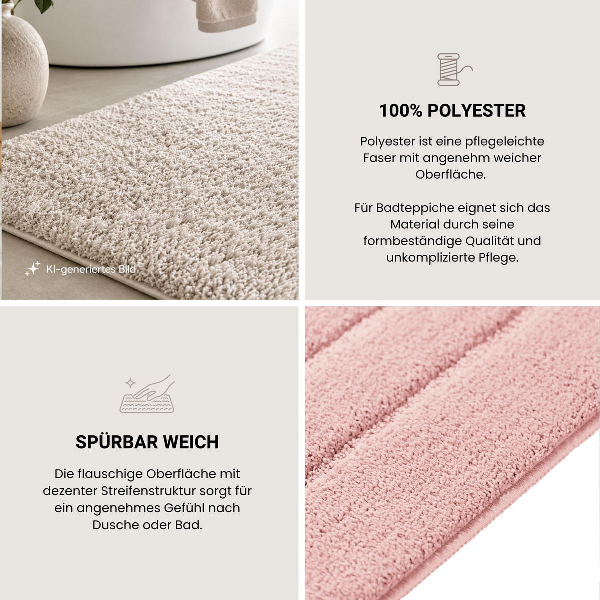 BADTEPPICH Milano - 100% Polyester - 60x100 cm - Puderrosa - Rosa, Textil (60/100cm) - SCHIESSER