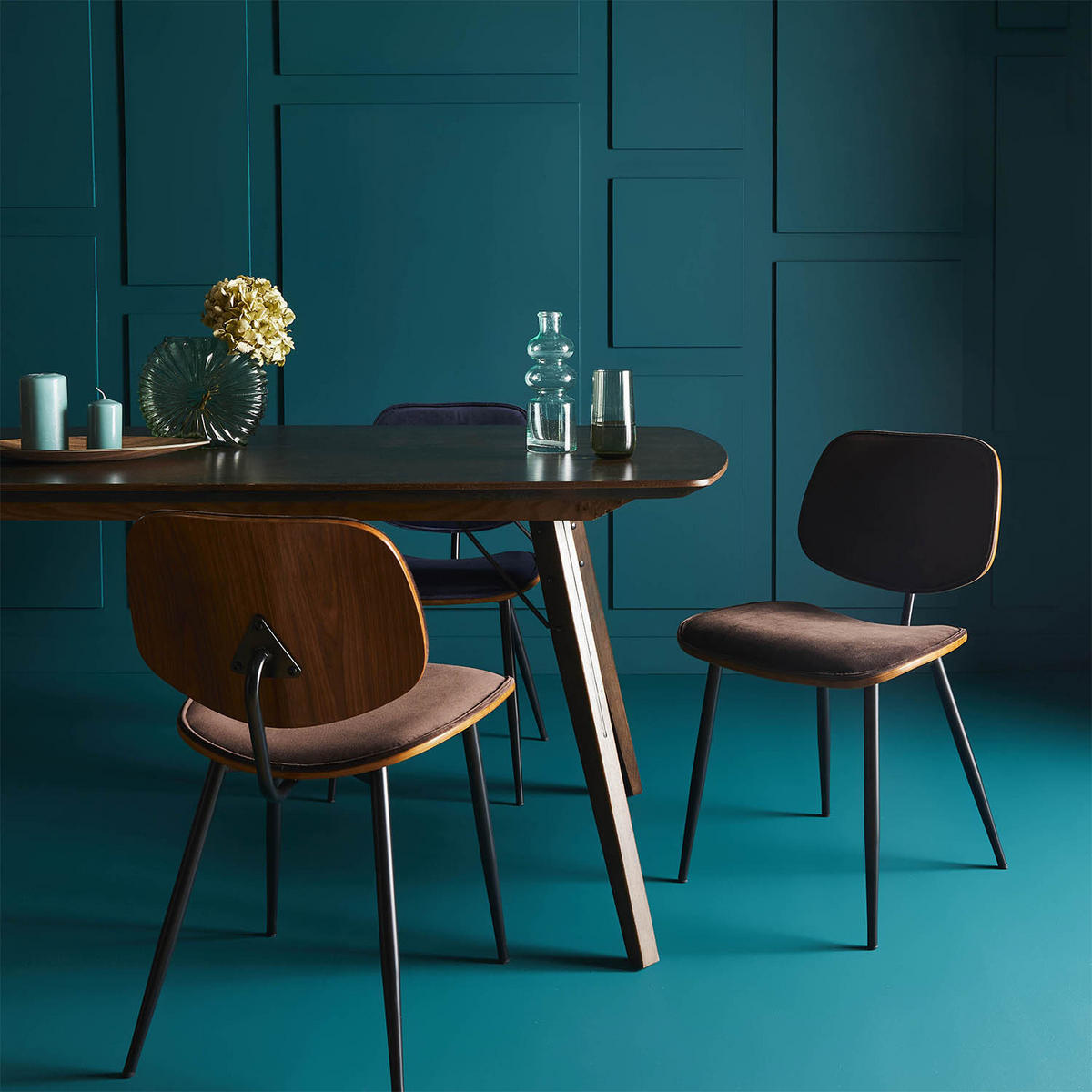 VELOURS-STÜHLE im 2er-Set mit Holz-Finish - Olympia - Braun, Holz (76.5/76.5/46cm) - Signature