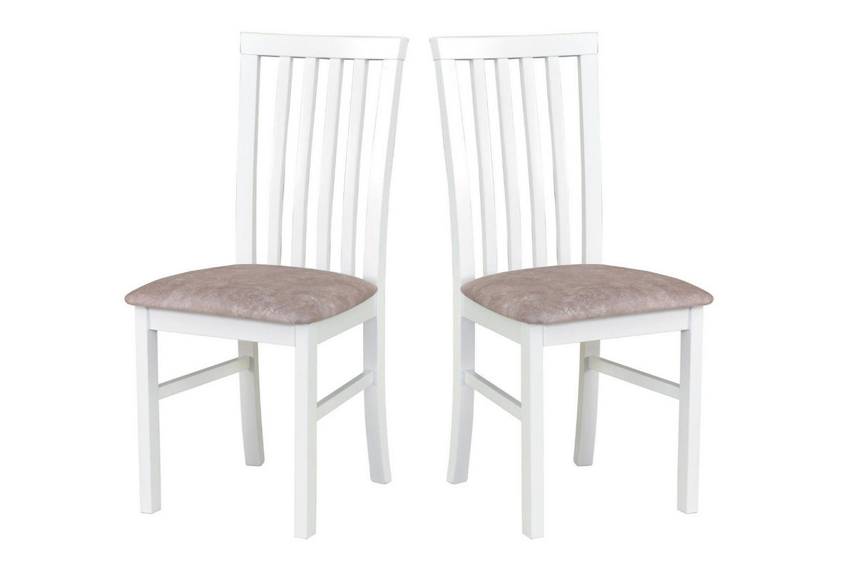 STUHL 2er Milano 1, weiss - Weiß, Holz (43/93/40cm) - Leaf Design