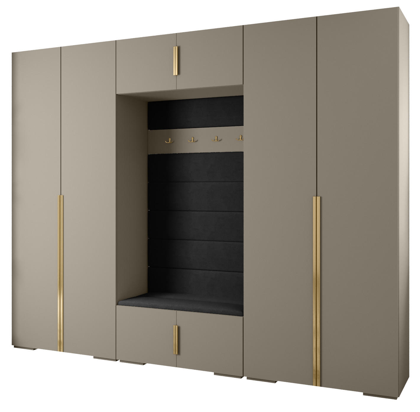Abiks Möbel Garderoben-Set Kaschmir, Schwarz, Gold 300x236.7x47 cm