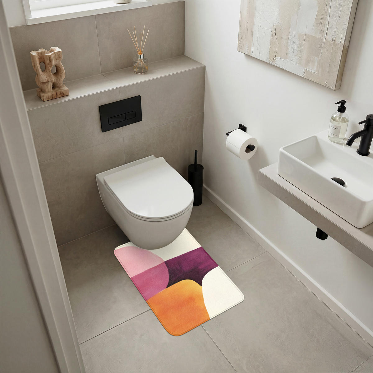 WC PŘEDLOŽKA Tvary - abstraktní - barevné 40x60 cm - terakotová, textil/plast (40/1cm) - OnlyWow
