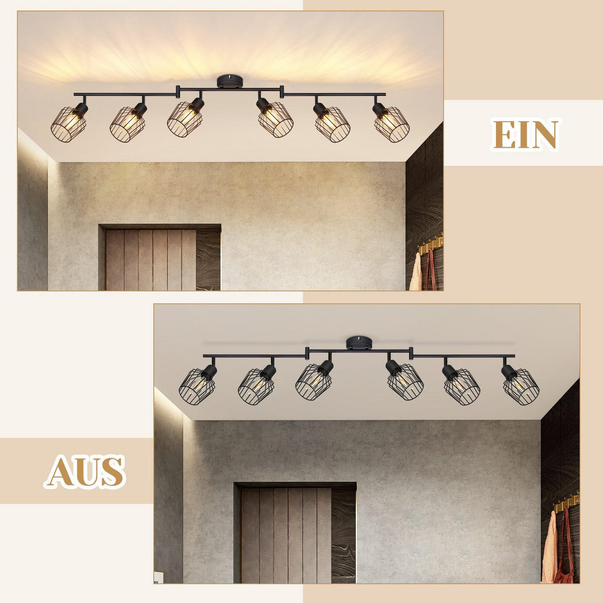 STRAHLER Franziska 6-flammig 122/20/10 cm - Schwarz, Metall (122/20/10cm) - Nettlife