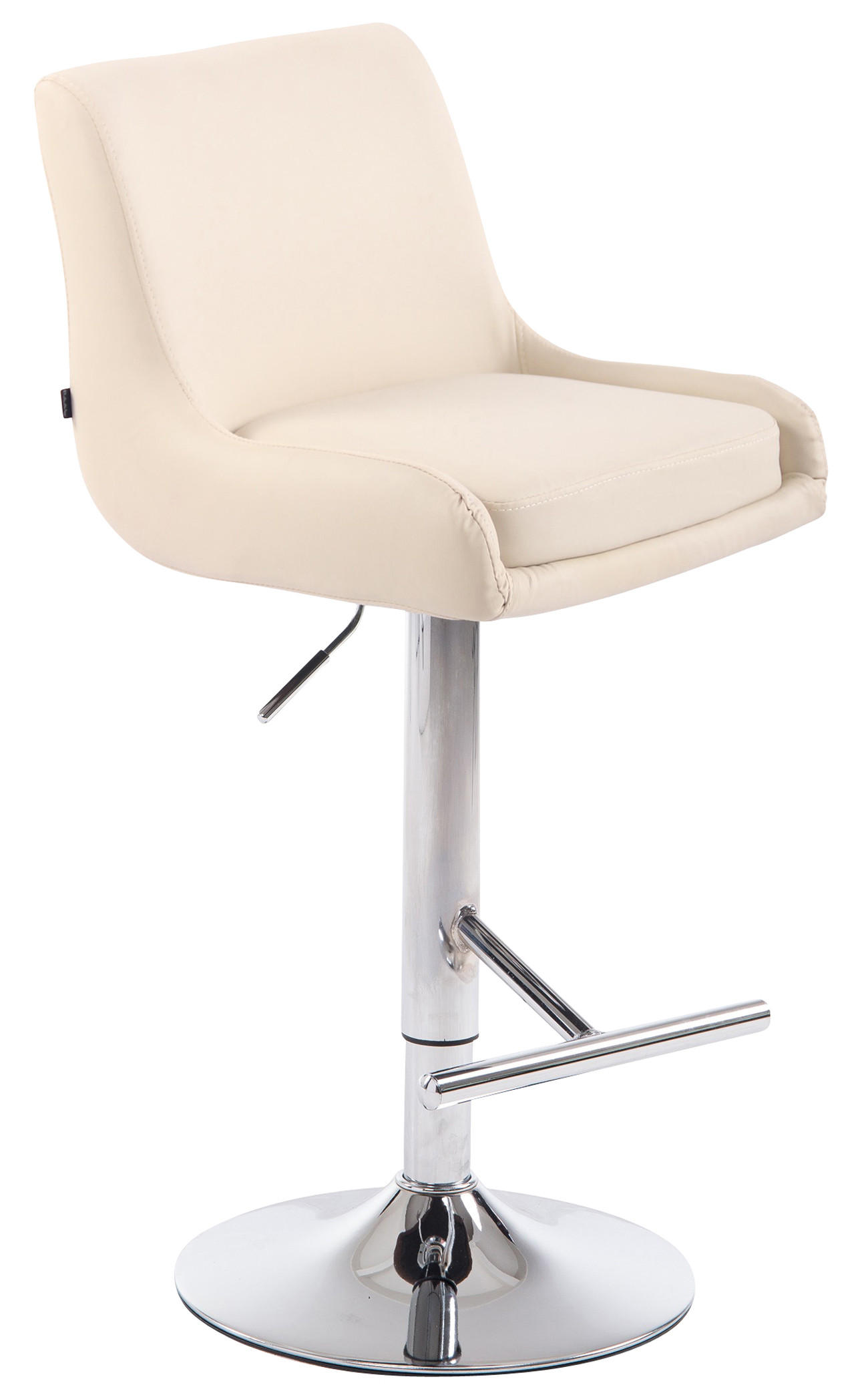 BARHOCKER Lederlook creme - Chromfarben/Creme, Textil/Metall (43/90/50cm) - CLP