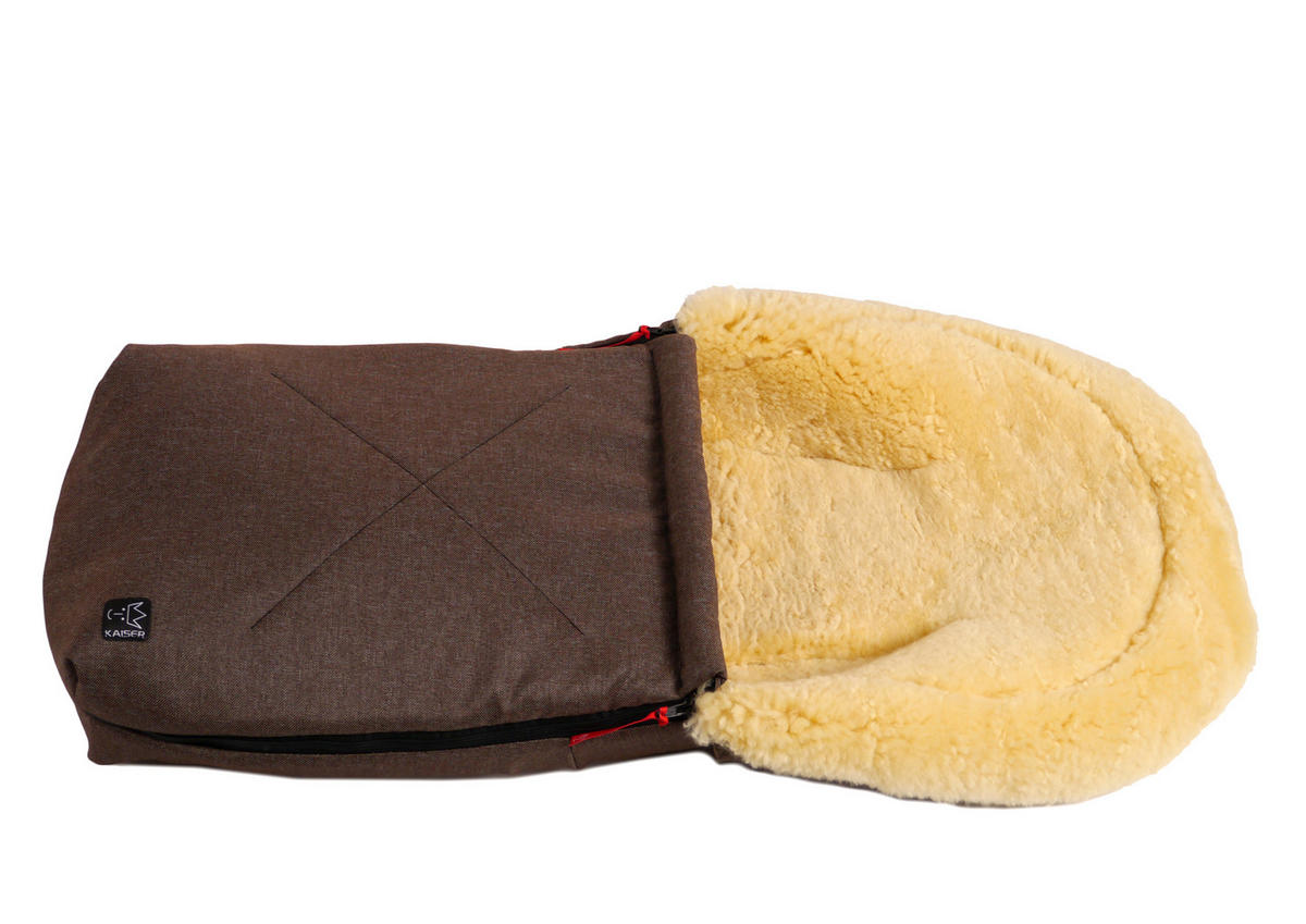 LAMMFELL-BABYSCHALENFUSSSACK Emma, brown melange - Dunkelbraun, Fell (37/7/80cm) - Kaiserbaby