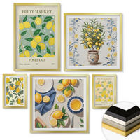 WANDBILDER 5er Set - 50x50 cm & 20x30 cm & 40x60 cm Goldrahmen - Zitronenbäume in der Sonne - Goldfarben, Kunststoff (40/60cm) - ArtPrintCave
