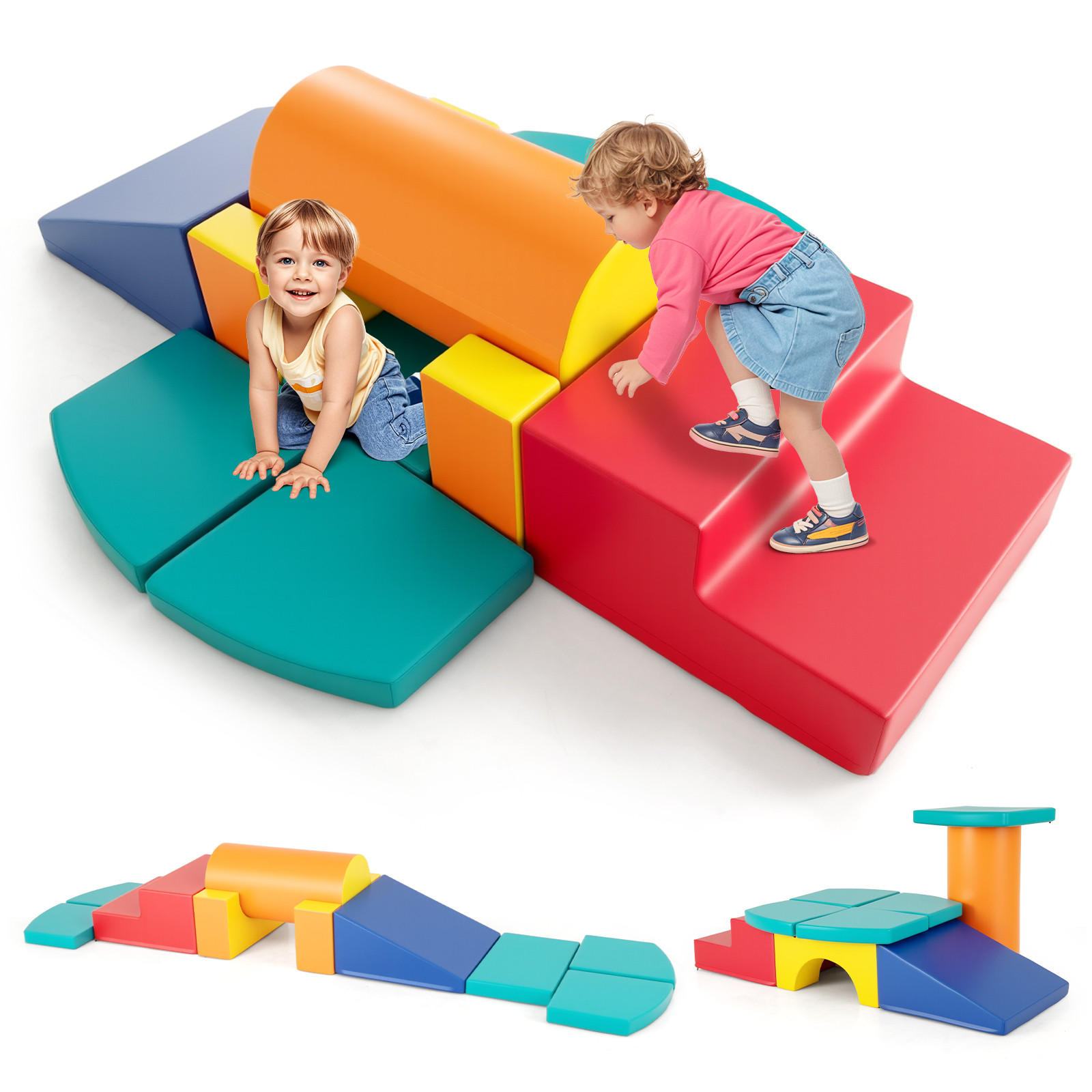 PĚNOVÝ BLOK barevný (10dílný) - různobarevná, plast (50/25/50cm) - COSTWAY