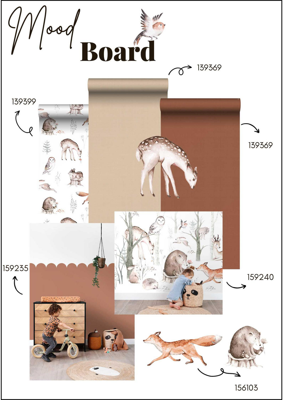 WANDTATTOO Waldtiere 33 x 47.5 cm - Braun, Papier (33/47.5/47.5cm) - ESTAhome