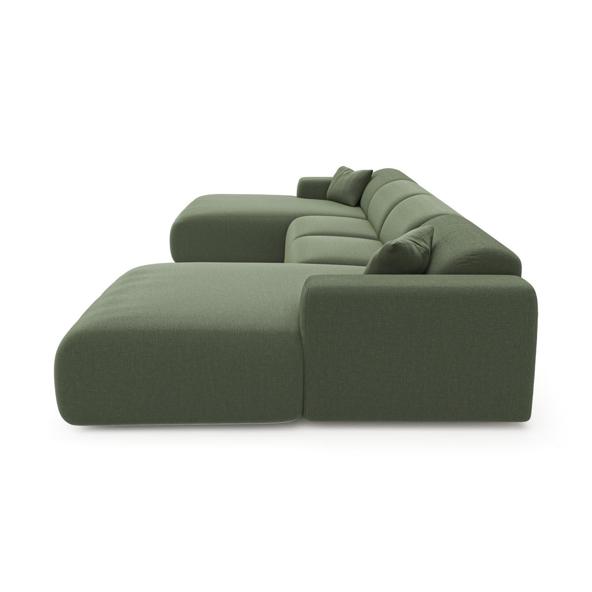 WOHNLANDSCHAFT Rastergewebe Olivgrün 356cm - Olivgrün, Textil (356/73/166cm) - Sia Home