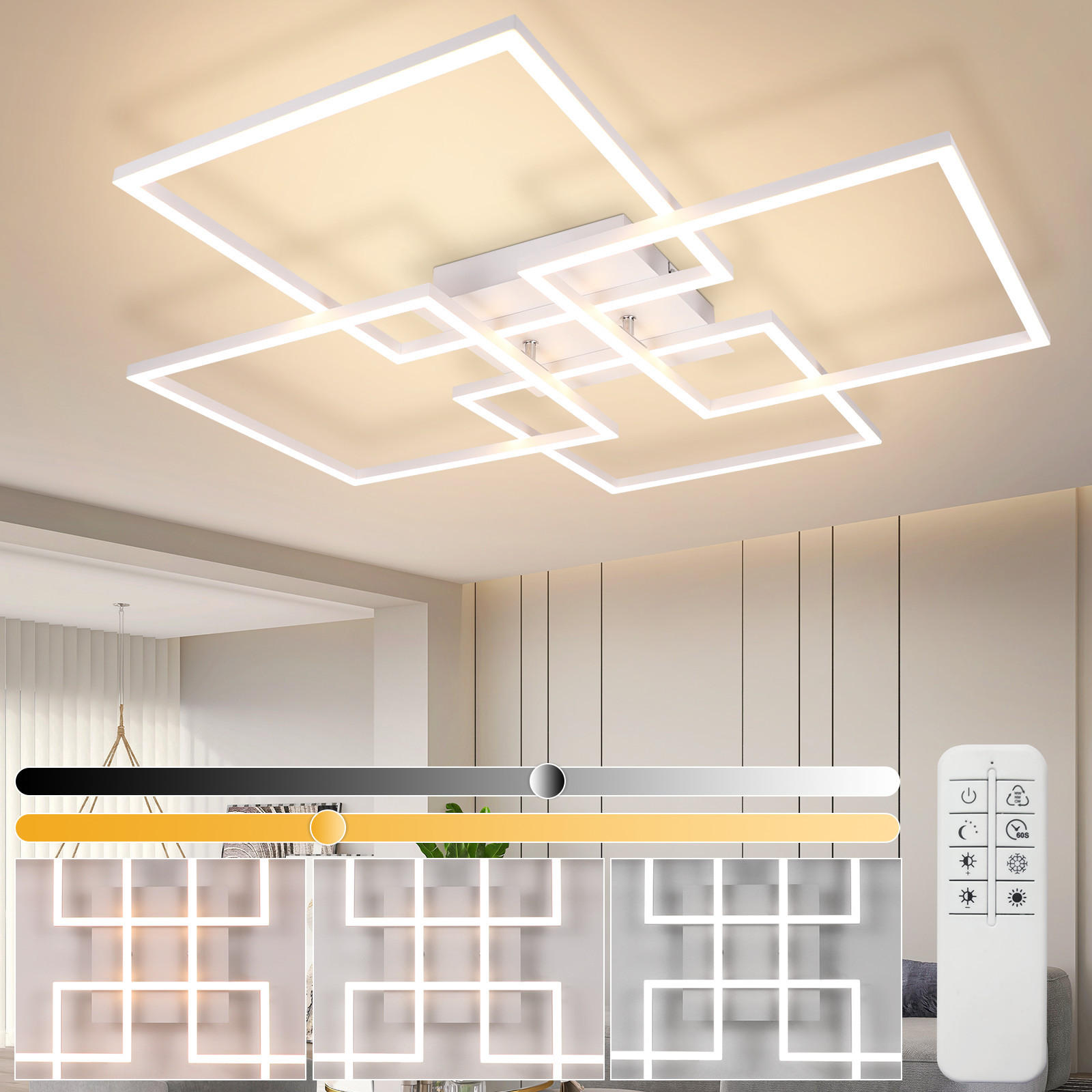 LED-DECKENLEUCHTE Vexlor 72.4/72.4/7.3 cm - Weiß, Metall (72.4/72.4/7.3cm) - ZMH