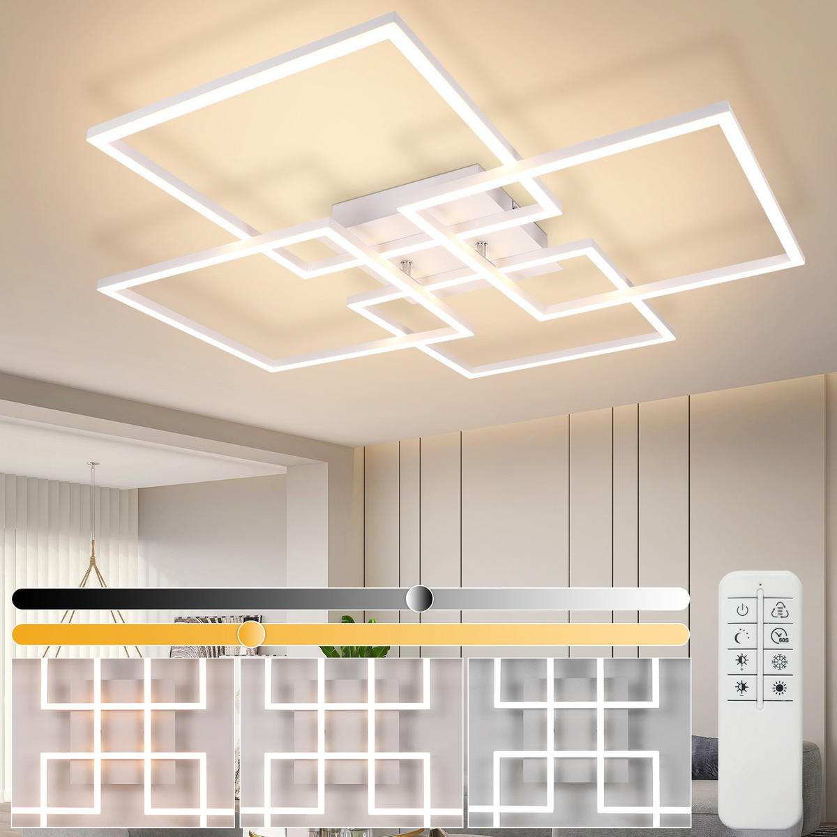 LED-DECKENLEUCHTE Vexlor 72.4/72.4/7.3 cm - Weiß, Metall (72.4/72.4/7.3cm) - ZMH