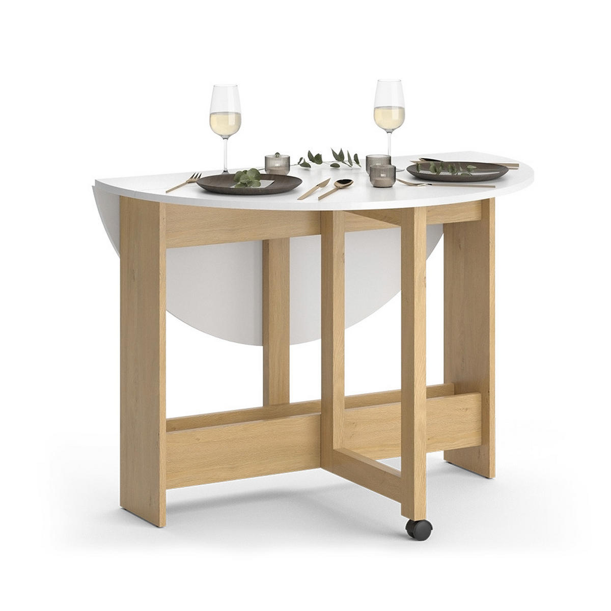 JÍDELNÍ STŮL Rondo Zlatá síla dub/bílá - bílá/medově dubová, kompozitní dřevo (100/100/73cm) - Vicco