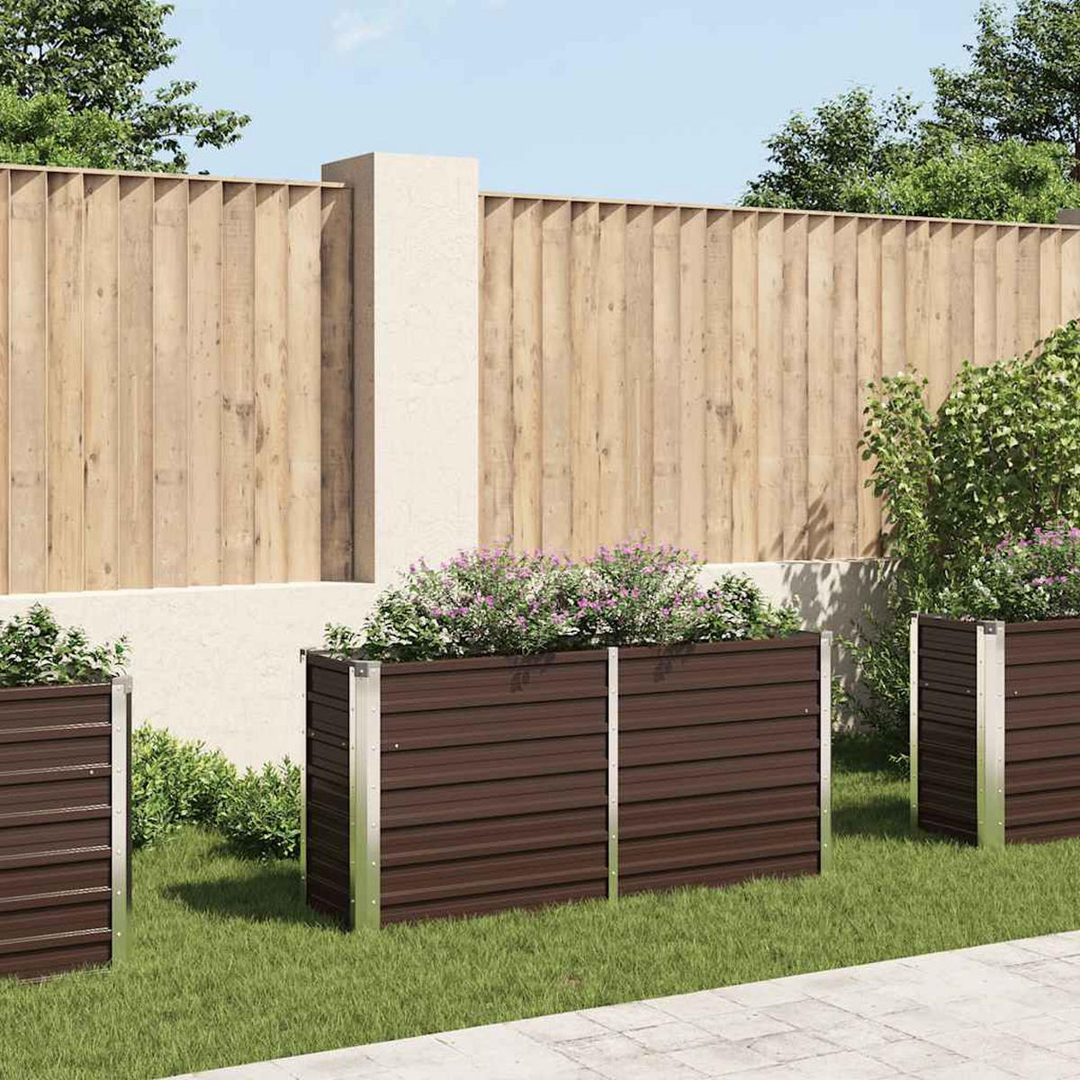 HOCHBEET für Garten OSKAR Braun 160x40x77 cm Metall - Braun, Metall (160/77/40cm) - DELUKE