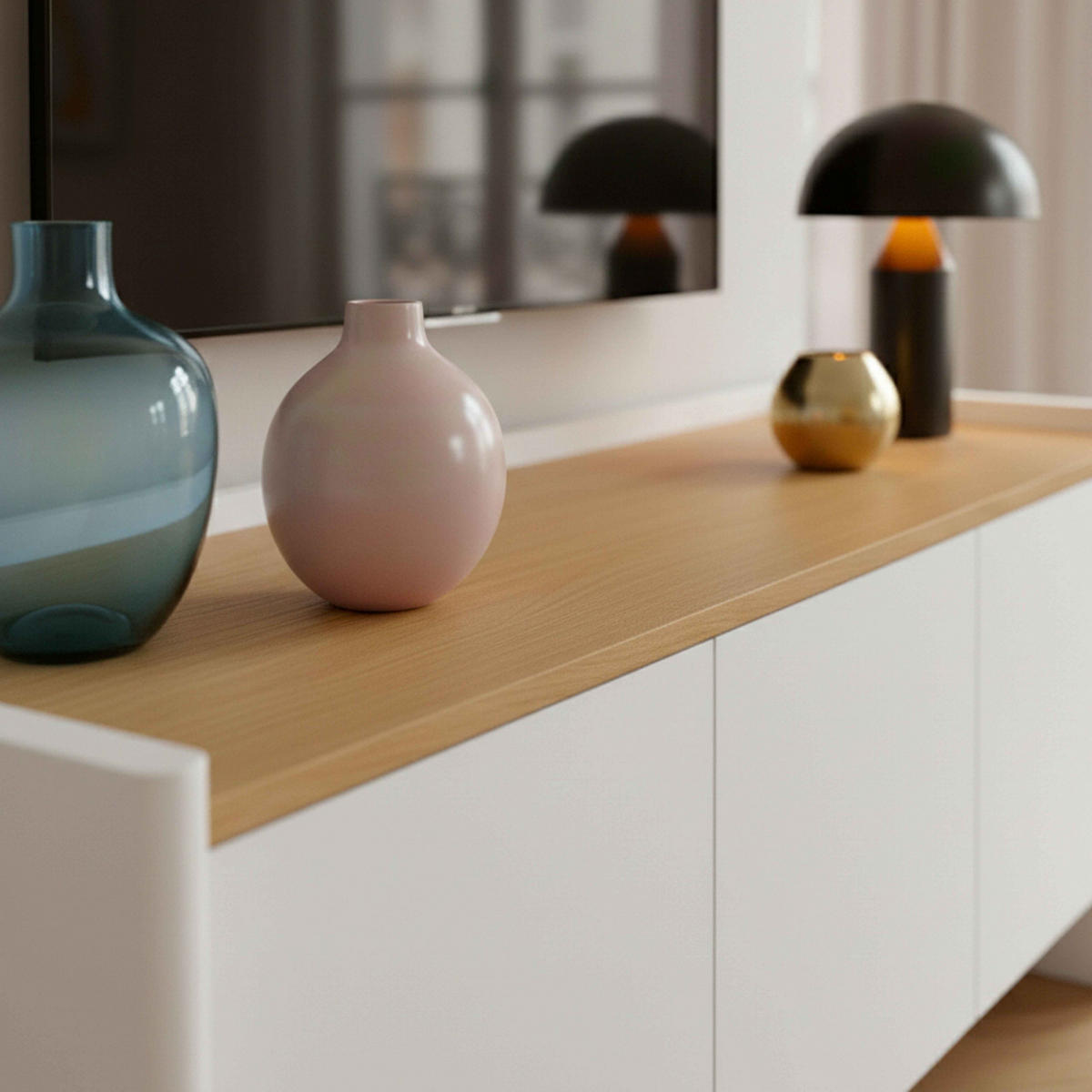 TV-SCHRANK 120 cm, Weiß - Weiß, Holz (40/55/120cm) - Oviala