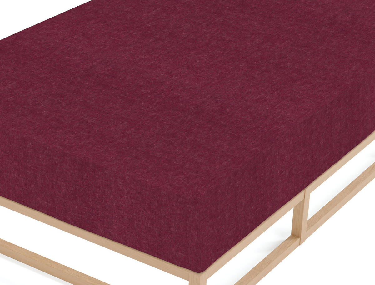 SPANNBETTTUCH Biber Melange UNI burgund, 90x190 cm - 100x200 cm - Bordeaux, Textil (100/200cm) - biberna