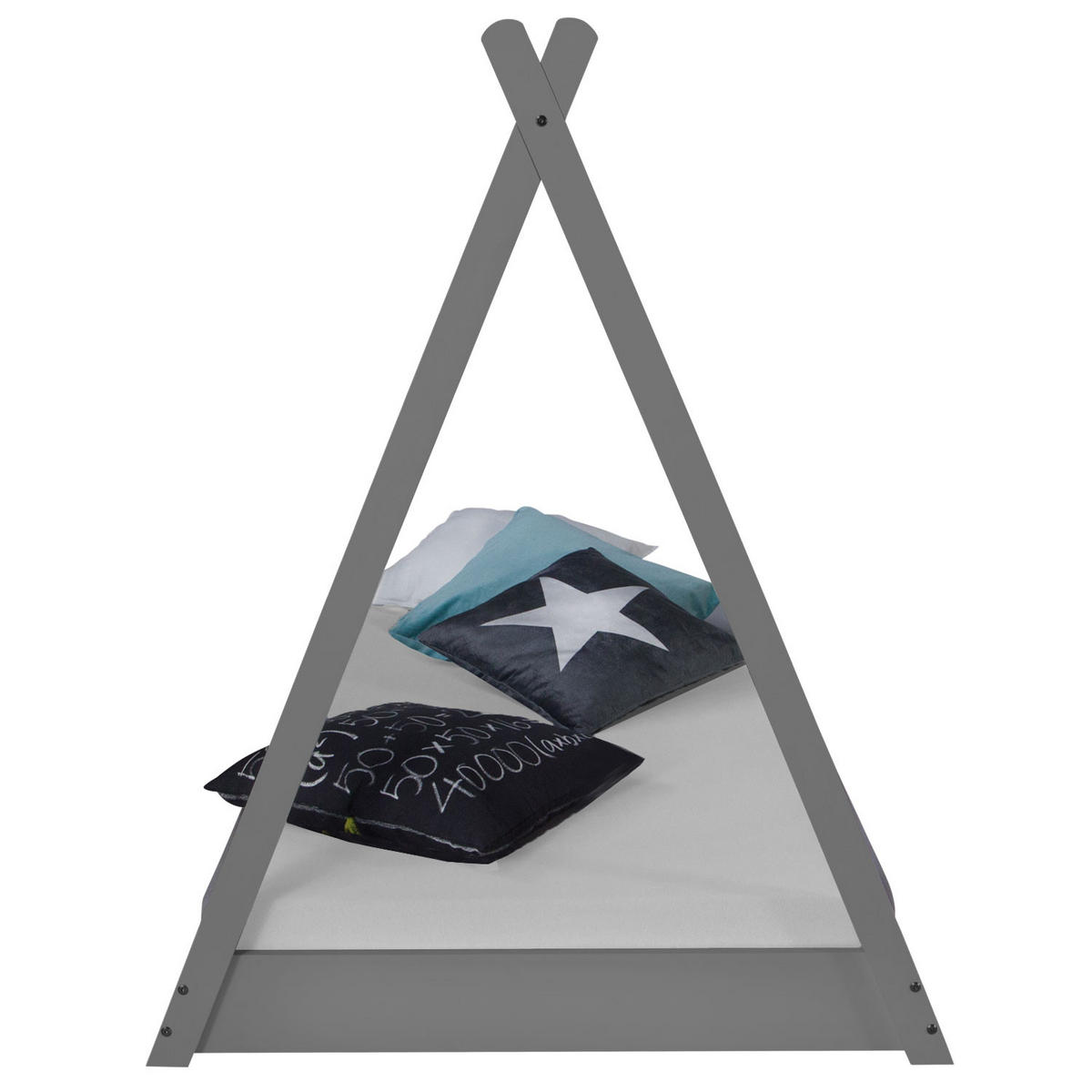 KINDERBETT Tipibett mit Matratze 90/200 cm Grau - Grau, Holz (208/132/105cm) - Homestyle4u