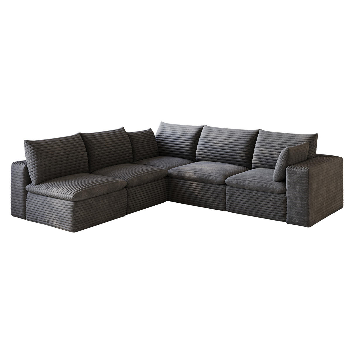 ECKSOFA aus Stoff 260x250 cm Dunkelgrau mit flexiblem Aufbau und weicher Schaumstoffpolsterung - Dunkelgrau, Textil (260/250cm) - Modfu