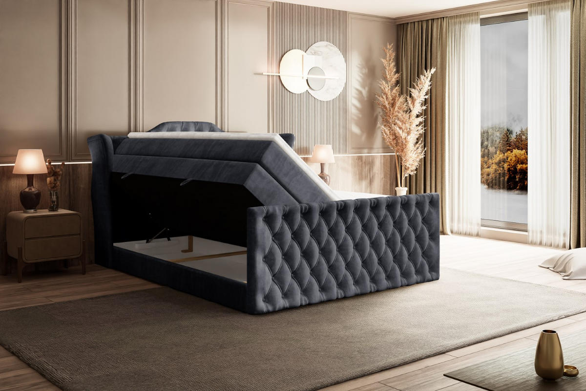 BOXSPRINGBETT VILA-Z KING - 160x200 - H3/H4 - Dunkelgrau - Dunkelgrau, Holzwerkstoff (160/200cm) - ALTDECOR