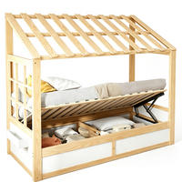 BETT 90/200 cm in Weiß/Natur mit Stauraum und Seitenfächern - Weiß, Holz (90/200cm) - Flora Grace